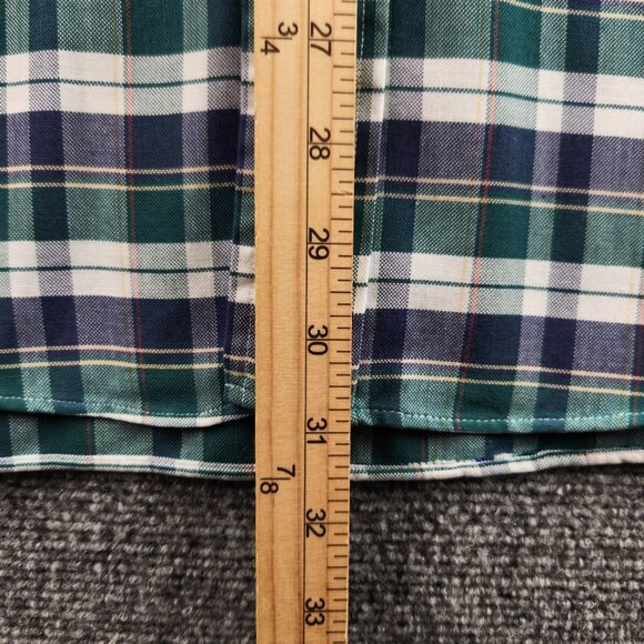VTG LL Bean Button Up Shirt Short Sleeve Plaid Cotton Blend 16.5 Woven Oxford - Picture 10 of 14